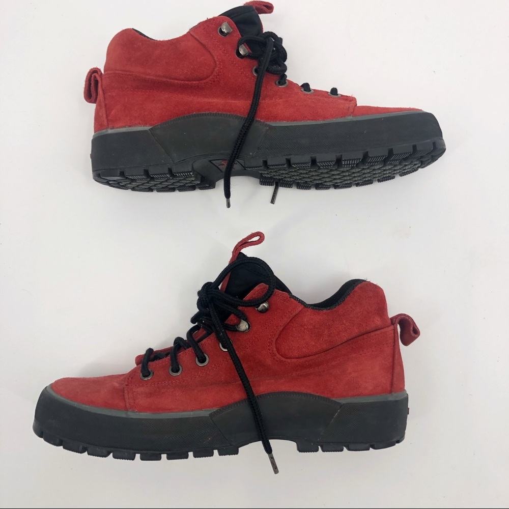 COLE HAAN RED SUEDE LACE UP HIKING BOOTS 38 7.5